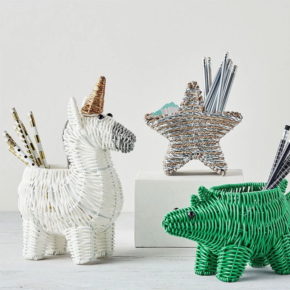 Pottery Barn Kids Unicorn Woven Shaped Pencil Holders